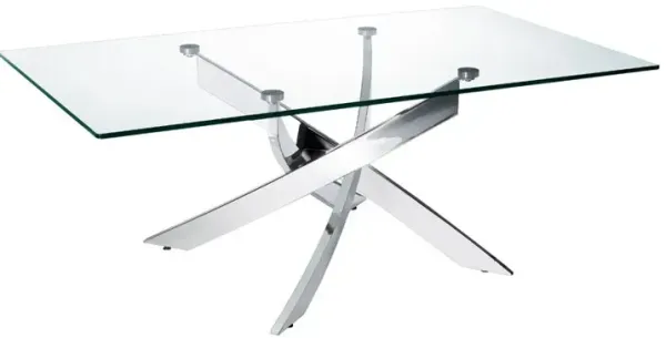 47" Glass And Steel Coffee Table - Clear And Silver