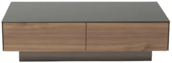 Walnut Veneer MDF And Glass Coffee Table - Brown