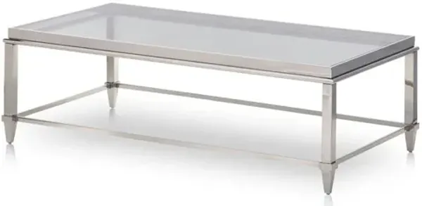 55" Glass And Steel Coffee Table - Clear And Silver