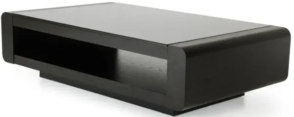 13" Oak Veneer And Glass Coffee Table - Black