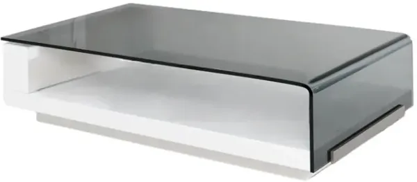 Glass Steel And MDF Coffee Table - Clear and White