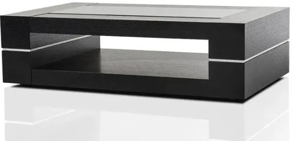 14" Oak Veneer And Glass Coffee Table - Black