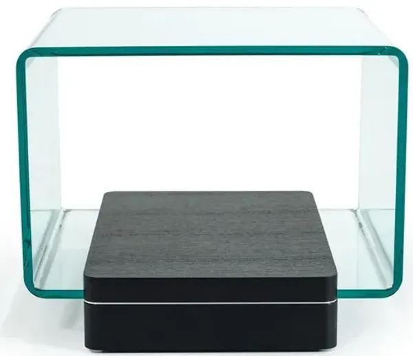 Veneer And Glass End Table - Oak