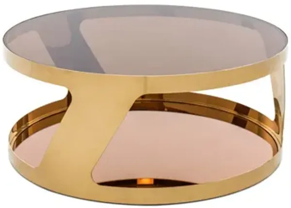 Steel And Glass Round Coffee Table - Gold