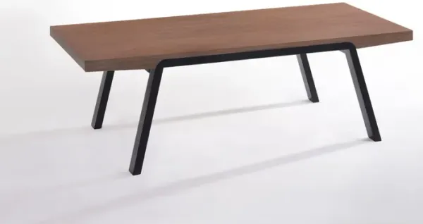 Walnut Wood And Metal Coffee Table - Brown And Black