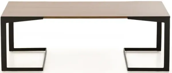 Walnut Veneer And Metal Coffee Table - Brown