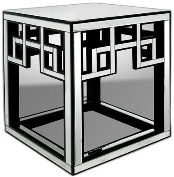 Mirrored Glass And MDF End Table - White