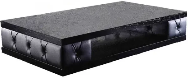 Leatherette Coffee Table With Crystals - Black