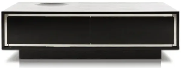 Faux Leather Coffee Table With Two Drawers - Black