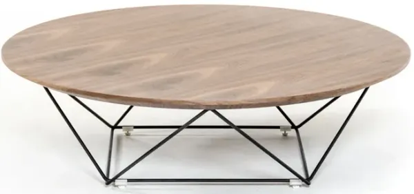 Walnut Veneer Metal Coffee Table - Brown And Black