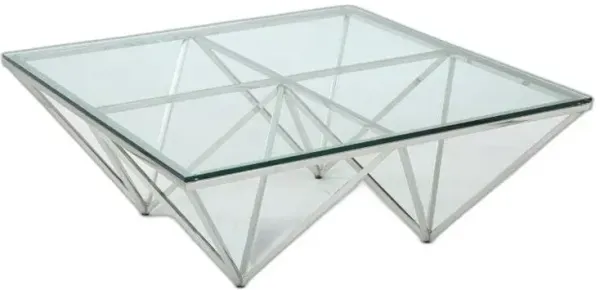Glass And Stainless Coffee Table - Silver