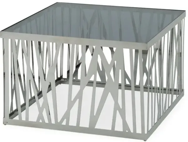 18" Glass And Stainless Steel End Table - Clear