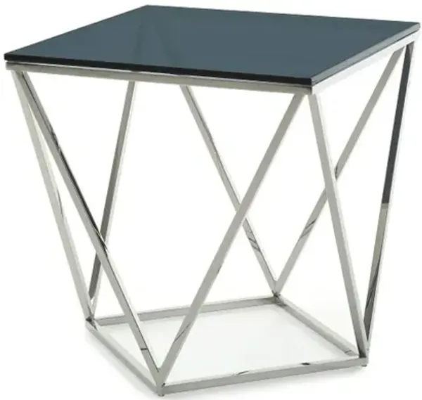 25" Glass And Stainless Steel End Table - Clear