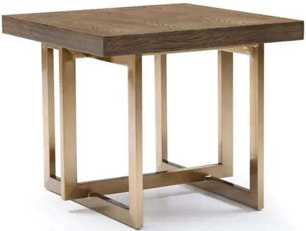 Modrest Pike Modern Elm & Antique Brass End Table - Brown