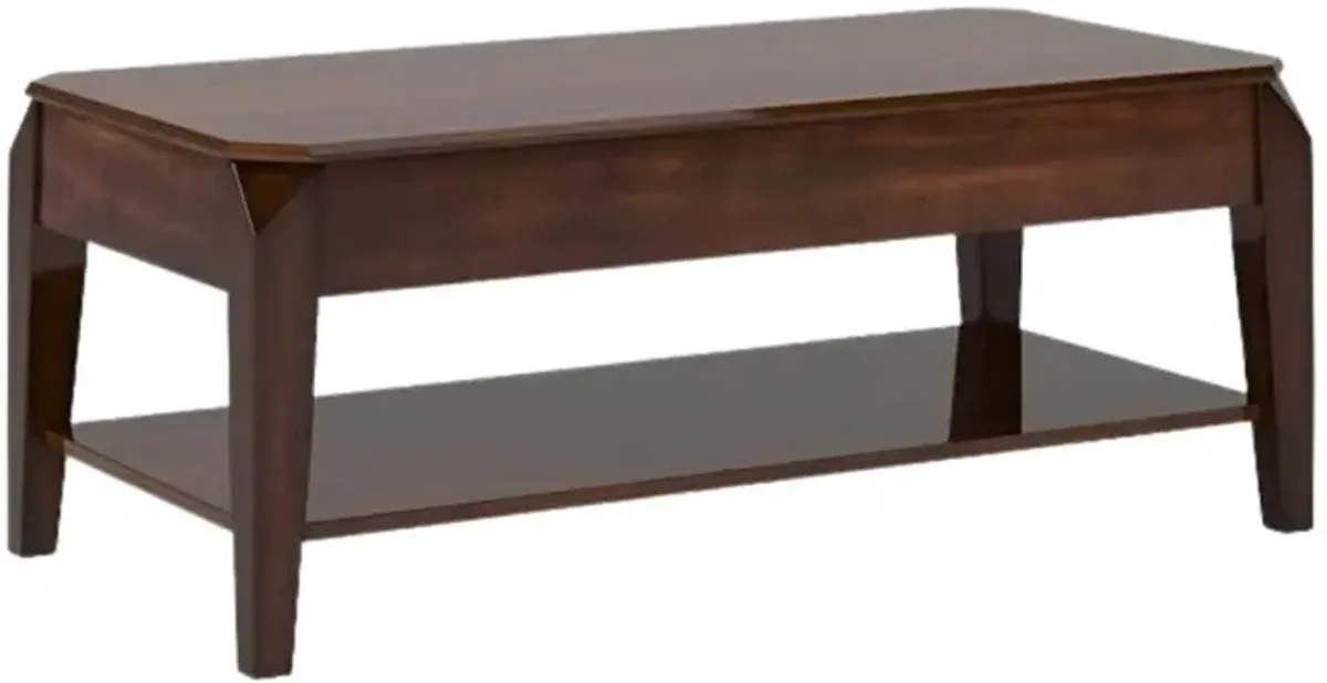 Lift Top Coffee Table With Shelf - Dark Brown