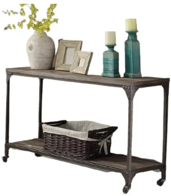 End Table - Weathered Oak And Antique Silver