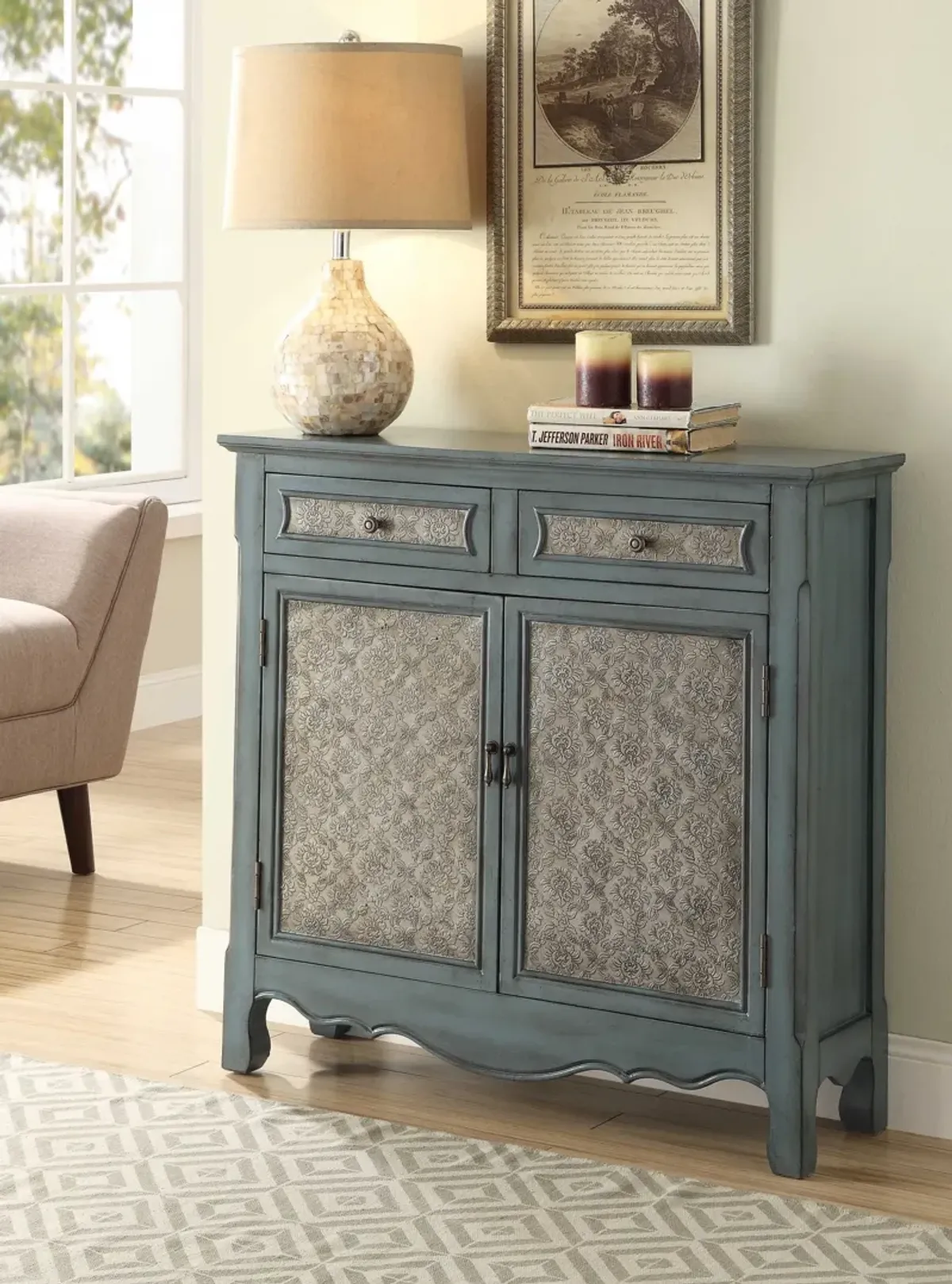 Solid Wood Console Table - Blue