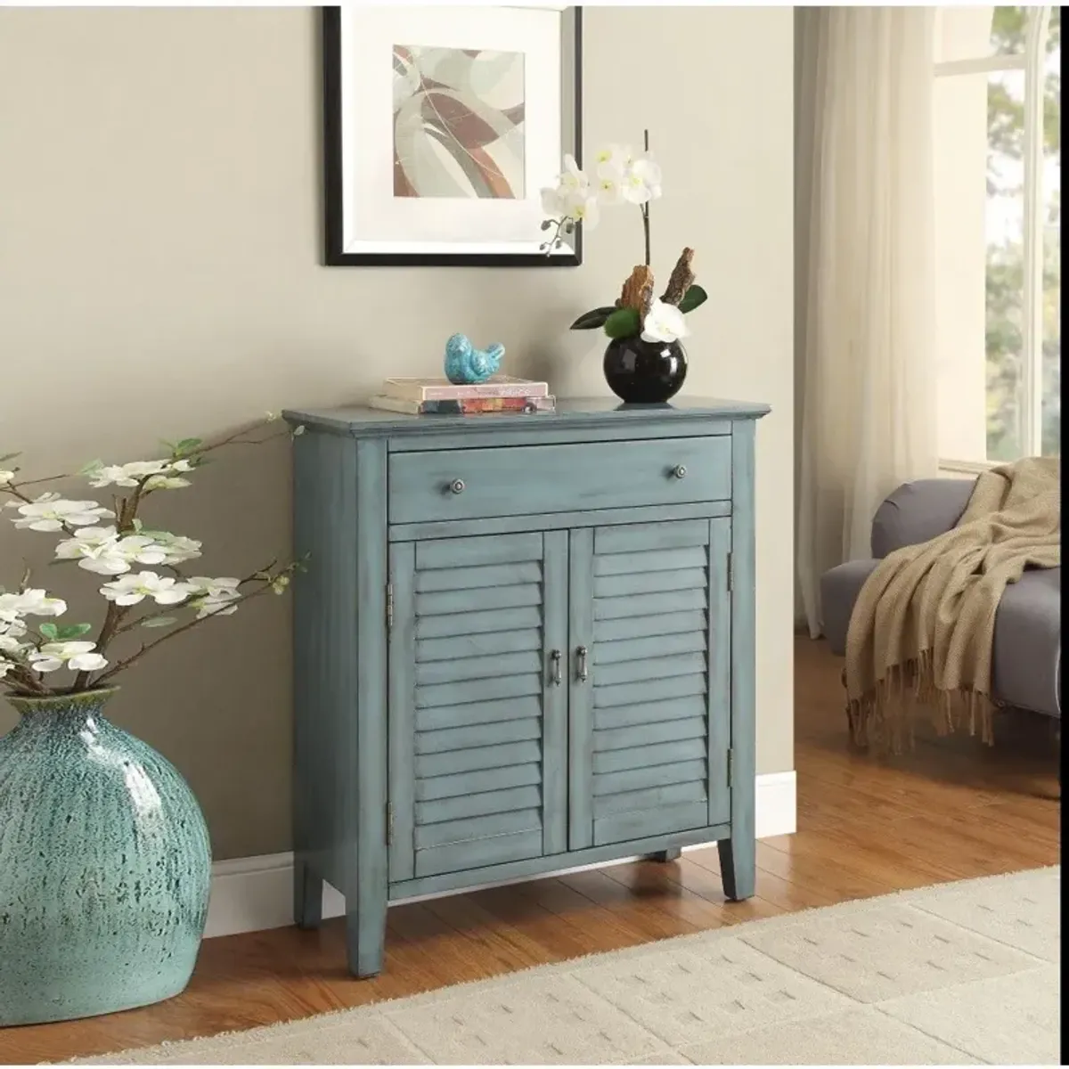 Wooden Console Table - Antique Blue