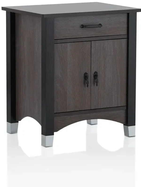 Oak Wood Finish Rectangular Nightstand - Gray