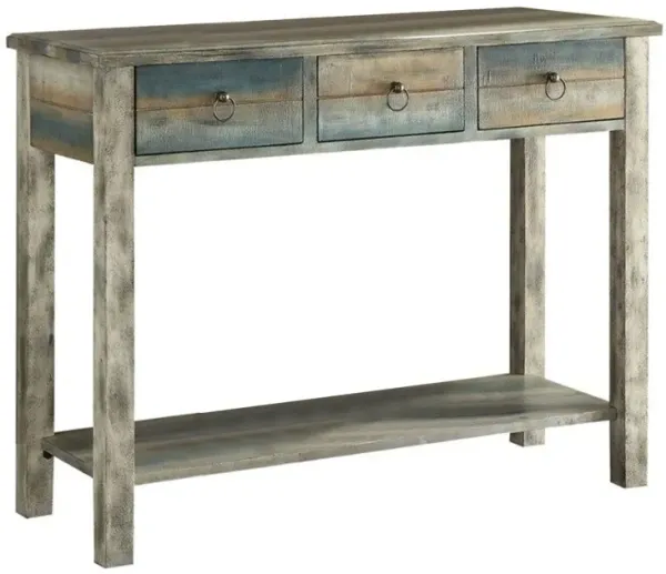 Solid Wood Console Table - Blue And White