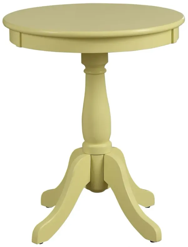 Solid Wood Round End Table - Light Yellow