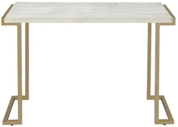 Faux Marble And Iron Coffee Table - White And Gold