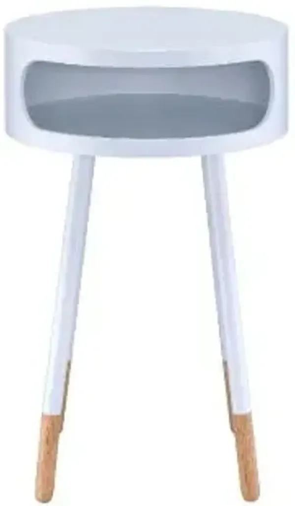 Bentwood Retro Round Wooden End Table - White