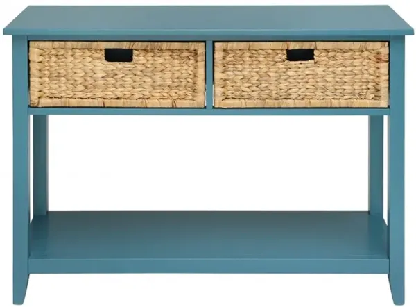 Solid Wood Console Table - Teal Blue