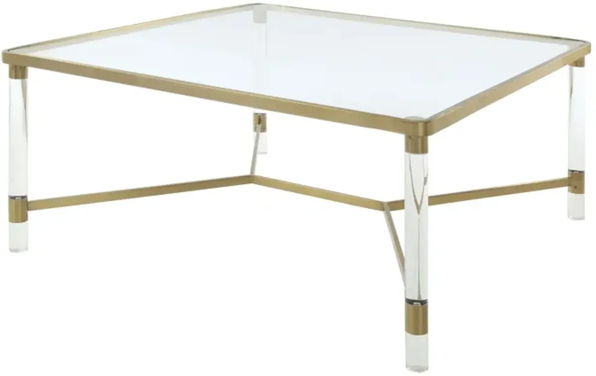 Acrylic Stainless Steel And Clear Glass Coffee Table - Clear and Gold