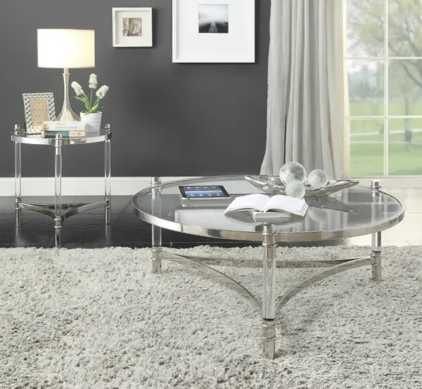 Acrylic Stainless Steel And Clear Glass Coffee Table - Clear and Silver