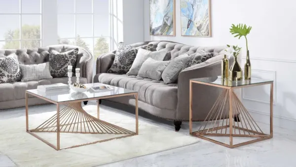 Glass Coffee Table - Brushed Copper And Clear