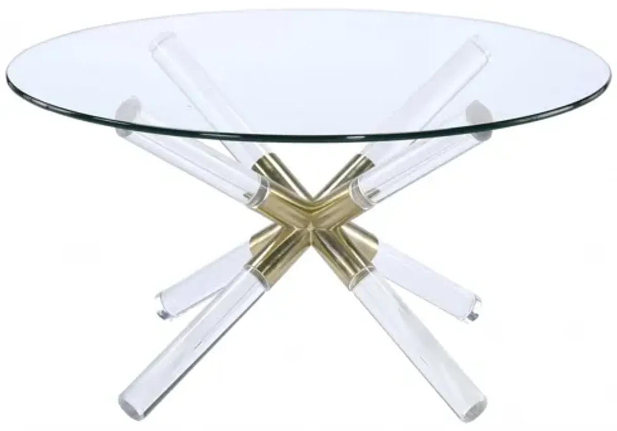 Clear Acrylic And Clear Glass Coffee Table - Gold