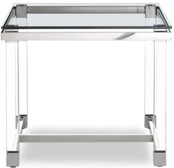 Glass Square End Table - Silver And Clear