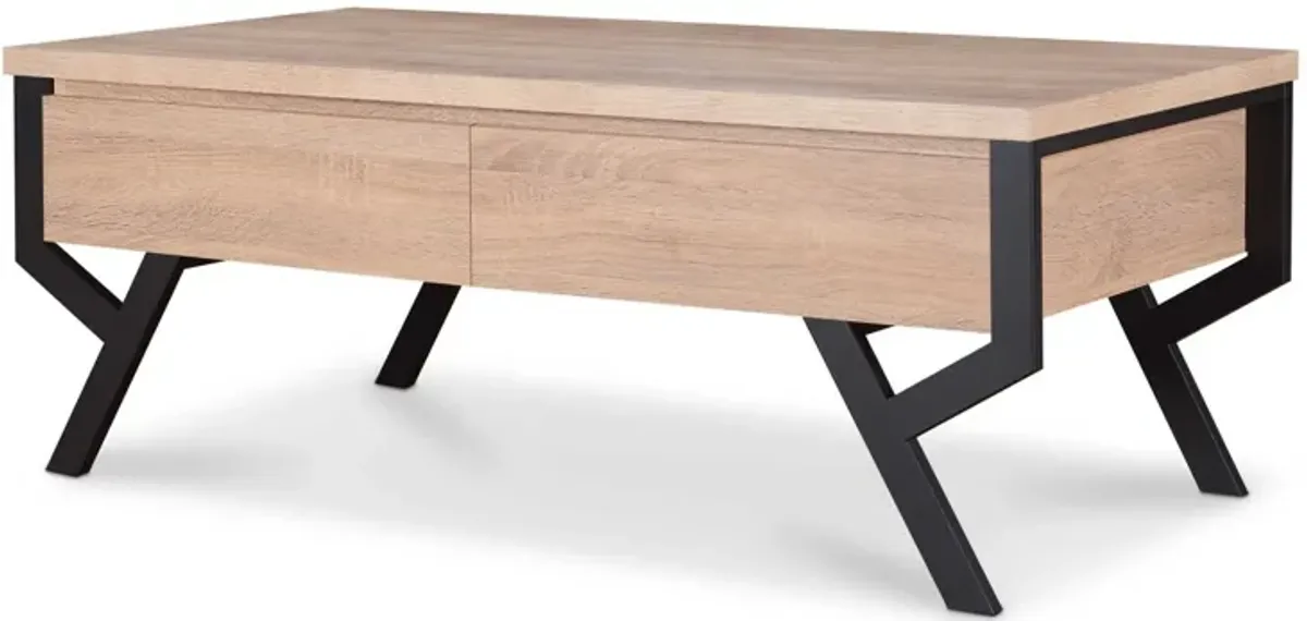 47" x 24" x 17" Particle Board Coffee Table - Natural And Black