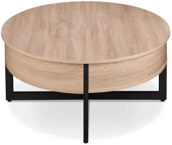 35" x 35" x 16" Particle Board Coffee Table - Natural And Black