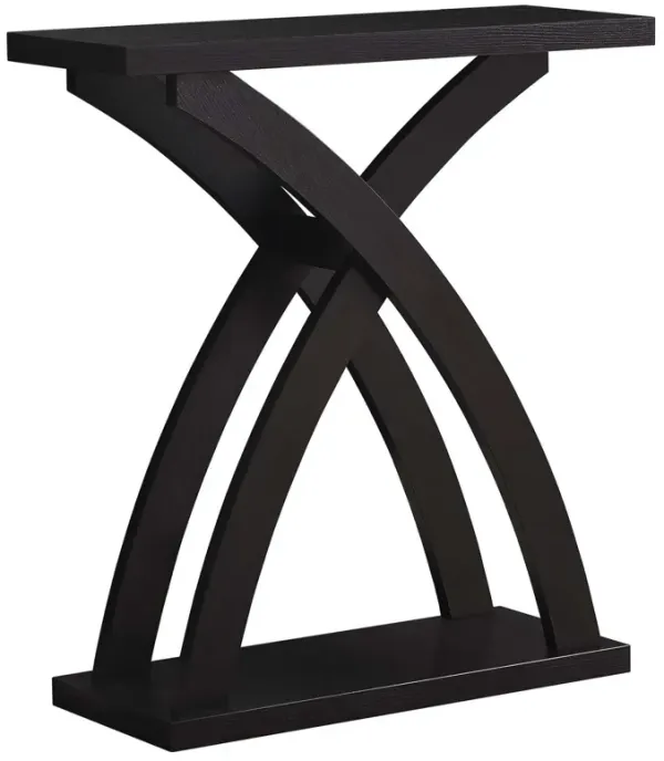 Cross Leg Console Table With Shelves - Espresso