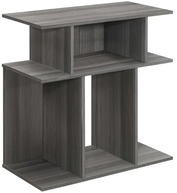 Wood End Table With 6 - Gray