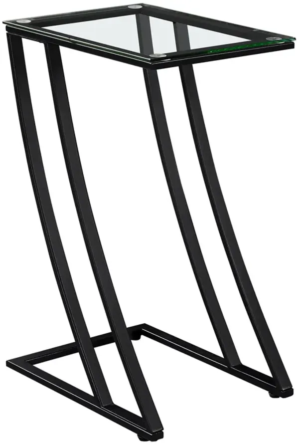 Clear Metal Tempered Glass Accent Table - Black