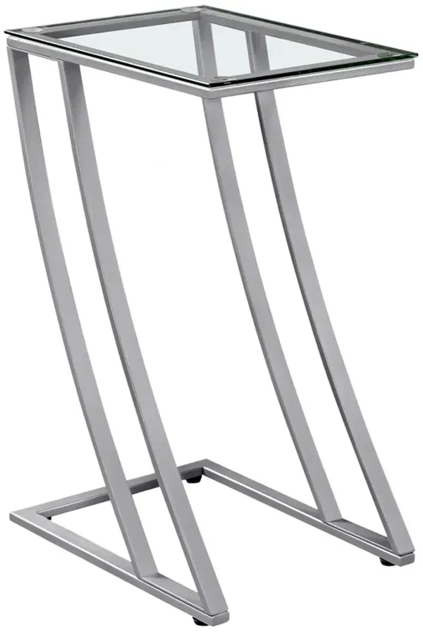 Clear Metal Tempered Glass Accent Table - Silver