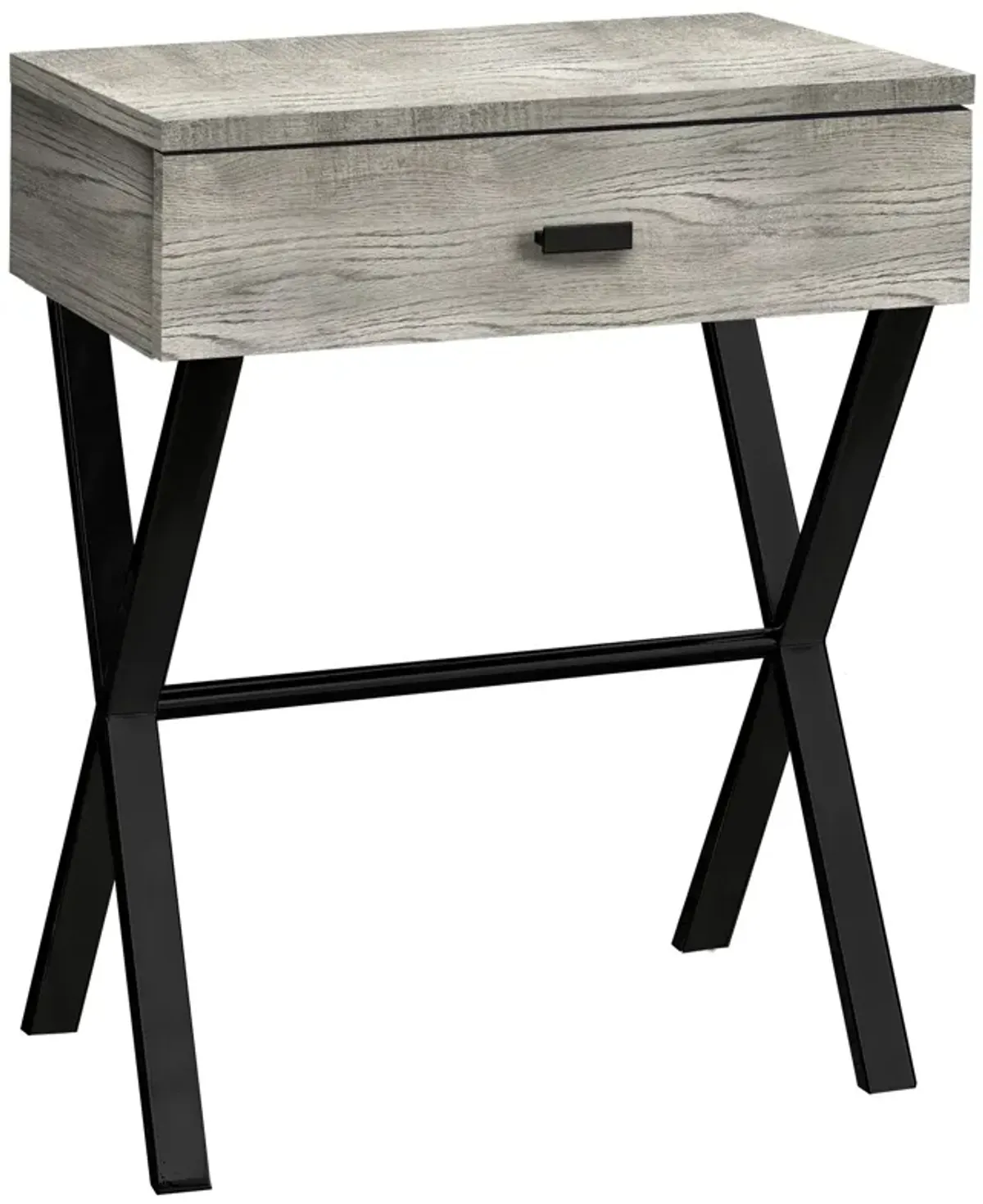 22" Wood And Metal End Table With Drawer - Black And Gray