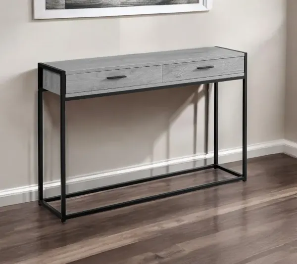 Frame Console Table And Drawers - Gray And Black