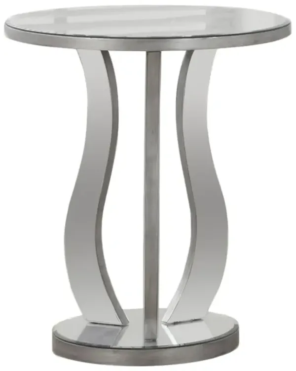 24" Glass Round End Table - Silver