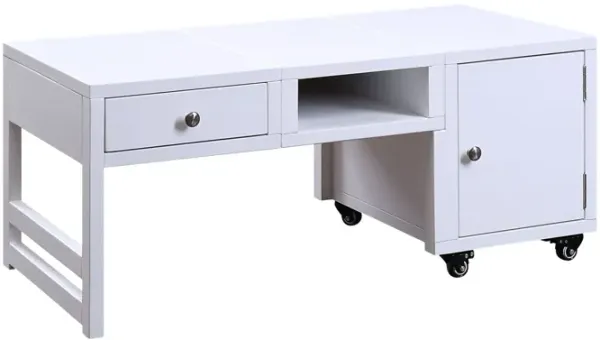 Wood Veneer Coffee Table (Convertible) - White