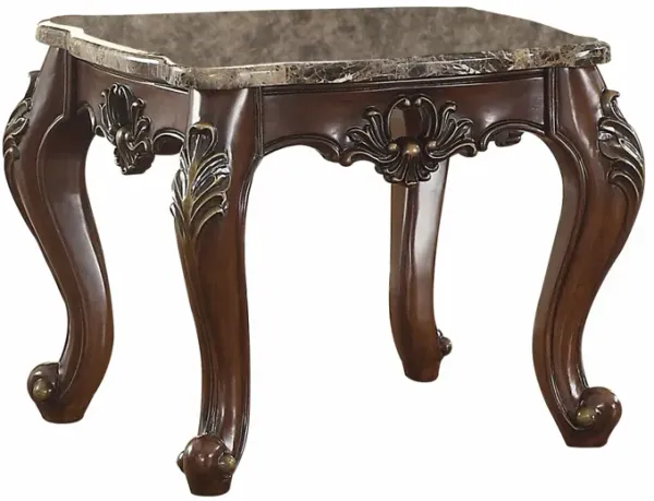 Faux Marble Square End Table - Dark Walnut