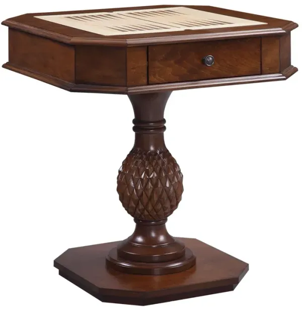 Octagon Console Table And Drawers - Brown