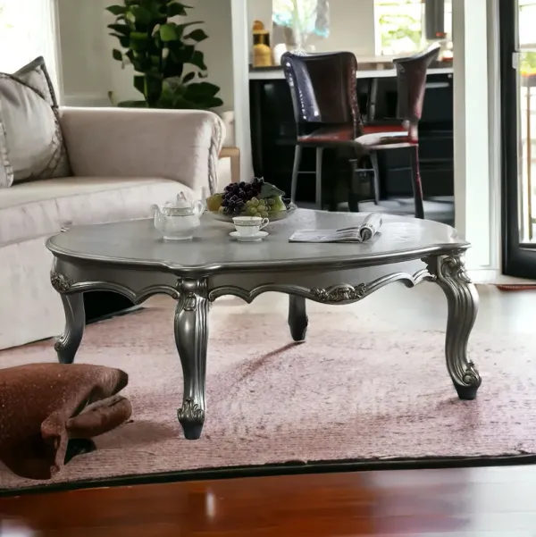 Wood Poly Resin Coffee Table - Antique Platinum