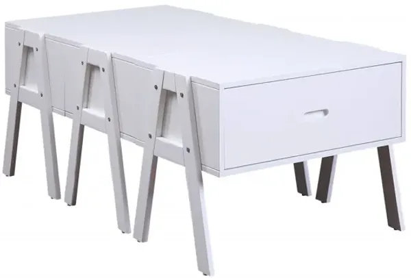 Sleek Rectangular Convertible Coffee Table - White