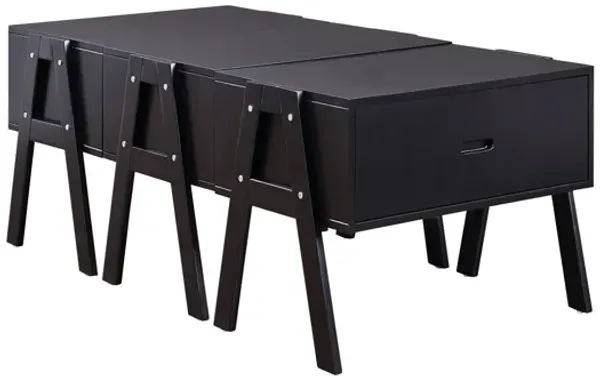 Convertible Coffee Table With Three Drawers - Black