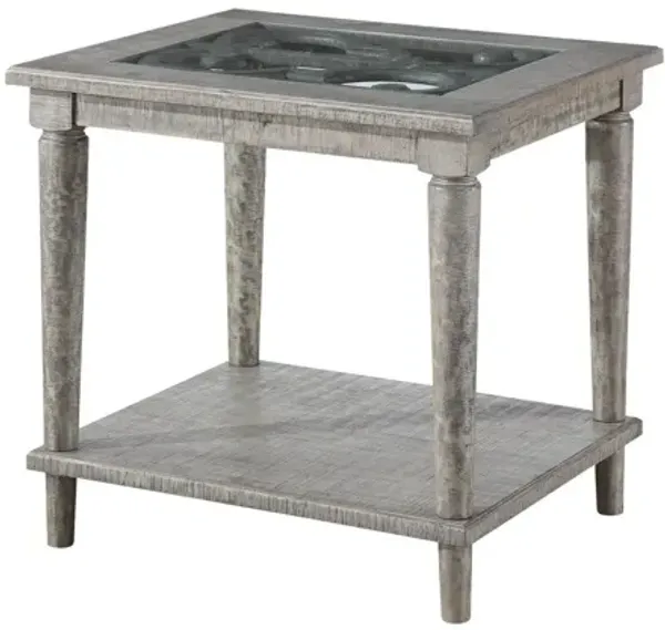 Glass Wood End Table - Salvaged Natural