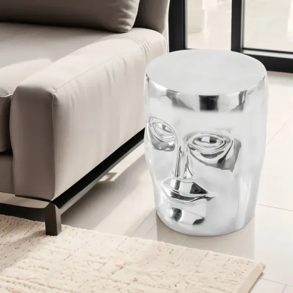 Aluminum Faces Round End Table - Silver